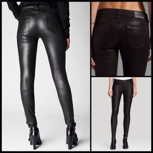 Leather True Religion skinny jeans in black